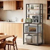 Songmics Keukenplank – Staand – Magnetronrek – 6 Planken – 6 Haken – Compacte Opslag