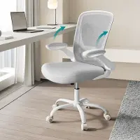 Songmics Bureaustoel – Ergonomisch – Met Gaas – 53 cm Zitting – Lichtgrijs – Stevige Rugsteun