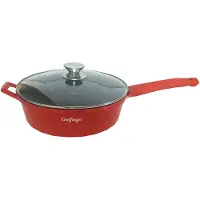 Cheffinger Hapjespan met Deksel - 28cm - Rood - Inductie - Diamond