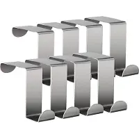 TOJ Keukendeurhaken Set van 8 Stuks - Keukenkast haken Deurkapstok - 5KG Belastbaar - RVS - Zilver - LET OP: XL