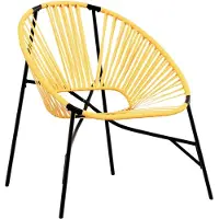 vidaXL Tuinstoel Egg poly rattan zwart en geel