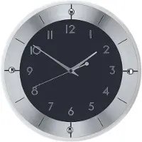 AMS W9449 – Wandklok, Quartz – Glas – Aluminium – Ø31 cm – Zilver/zwart - gewoon uurwerk