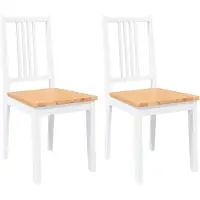 vidaXL - Eetkamerstoelen - 2 - st - massief - hout - rubber - wit