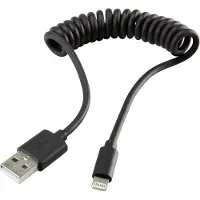 Renkforce RF4087422 USB-kabel USB 2.0 USB-A stekker, Apple Lightning stekker 0.95 m Zwart Spiraalkabel