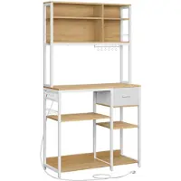 Songmics Keukenplank – Met Stopcontacten – Met Stoffen Lade – 40 x 100 x 180,4 cm – Praktische Keukenhulp