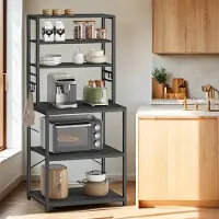 Songmics Keukenplank – Staand – Magnetronrek – 6 Planken – 6 Haken – Industrieel Ontwerp