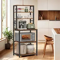 Songmics Keukenplank – Staand – Magnetronrek – 6 Planken – 6 Haken – Stevig