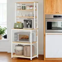 Songmics Keukenplank – Staand – Magnetronrek – 6 Planken – 6 Haken – Multifunctioneel