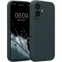 Kwmobile telefoonhoesje geschikt voor Apple iPhone 16 - TPU backcover met siliconen coating - Smartphone case in leisteen