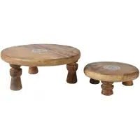 Décoris Plateauset Mangohout 2-delig Ø25cmH8cm Bruin bruin Mangohout