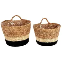 HBX natural living Plantenmand Met Hengsel Makka Set A 2 Bruin bruin Touw