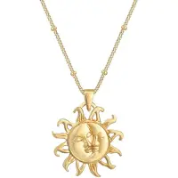 Elli - Halsketting - Dames Zon Hanger Vintage Look in 925 Sterling Zilver Verguld - Dames
