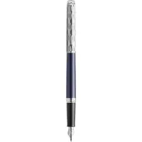 Waterman Hémisphère vulpen | Metaal-blauwe lak met palladium detail | Gebeitelde dop | Roestvrij staal fijne penpunt