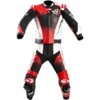 MUGENRACE Sidegun Zwart Wit Rood Geperforeerd 2-Delig Motorpak Maat 48