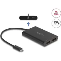 DeLOCK Adapter USB Type-C to 2 x DisplayPort 4K 60 Hz with DisplayLink graphics and USB PD