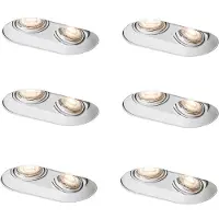 QAZQA Set van 6 afgeronde inbouwspots wit GU10 50mm 2-lichts - Hubs