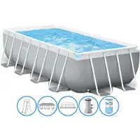 Intex Prism 488x244x107 Cm Steel Rectangular Frame Above Ground Pool Grijs 10874 Liters