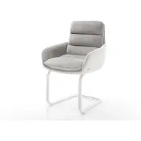 DELIFE Sledemodel Abelia-Flex met armleuning materiaalmix echt leer wit-zilver grijs sledemodel vlak wit