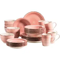 MÄSER LUMACA Serviesset 30-delig Koraalrood - Compleet Combi Servies voor 6 Personen - Keramisch Serviesgoed met Moderne Uitstraling - Geschikt voor Dagelijks Gebruik
