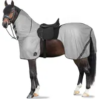 HORZE Paso Fino rij-vliegendeken met afneembare hals en UV bescherming, Titanium Grey,
