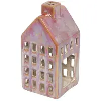 Countryfield Theelicht huis M rood 7,8x7,8x16cm rood Glas Waxinelichtjeshouder