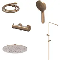 Ivy Aia Bond Regendoucheset 1 opbouw, 25cm slim hoofddouche, 3-standen handdouche Geborsteld mat koper PVD