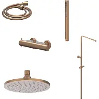 Ivy Aia Bond Regendoucheset 1 opbouw, 30cm medium hoofddouche, staafmodel handouche Geborsteld mat koper PVD