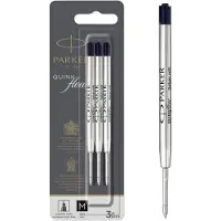 Parker balpenvulling - medium punt (1.0mm) - zwarte QUINK-inkt - 3 stuks