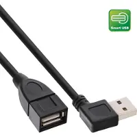 InLine Easy-USB-A haaks (links/rechts) naar USB-A verlengkabel - volledig bedekt - USB2.0 - tot 2A / zwart - 2 meter