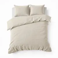 Royal Textile Teddy dekbedovertrek Check onderkant microvezel - crème - 2-persoons (200x220 + 2st 60x70cm)