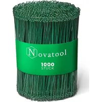 Novaliv 1.000 stuks binddraad met ogen 1,4 x 240 mm binddraad groen gecoat, roestvrij en duurzaam gedraaid draad, binddraad, ringdraad, draadlus, bloemendraad, wijnrankdraad, bloemisterij, Rödler