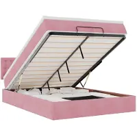vidaXL Ottoman bed met matras en LED's 140x190cm fluweel roze