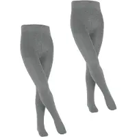 Falke Family 2-Pack dun eenkleurig katoen multipack panty kinderen grijs - maat 80-92