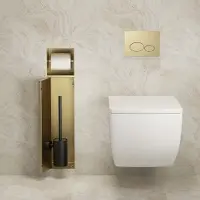 Mueller Gold inbouw toiletrol en borstelhouder betegelbaar messing geborsteld