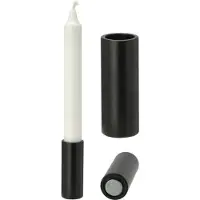 Novaliv Set van 2 magnetische kaarsenhouders, stokkaarsen, tafelkaarsen, ZWART 2,8 x 5 cm, kersttafeldecoratie, scandinavisch chic, Kerstmis, Adventskrans kaarsenhouder, kaarseninzetstuk