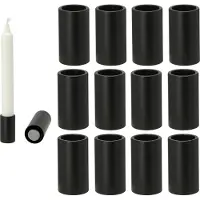 Novaliv 12x kaarsenhouder magnetisch ZWART 2,8x7,5cm Kerstdecoratieve schaal kaarsenhouder magneet kaarsenhouder tafelkaarsen kaarsenhouder tafeldecoratie Adventskrans kaarsenhouder woonkamerdecoratie
