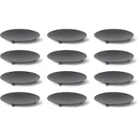 Novaliv Set van 12 kaarsenhouders ZWART 3 voet 7,5 cm kaarsenplaat kaarsenhouder decoratief bord rond Adventskrans kaarsenhouder tafeldecoratie voor stompkaarsen waxinelichtjes kaarspin metaal Kerstmis