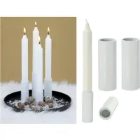 Novaliv Set van 2 kaarsenhouders, magnetische kaarsenhouders, witte kaarsenhouders, 2,8 x 7,5 cm, Adventskrans kaarsenhouder, kaarsenhouder, kaarseninzetstuk, kersttafeldecoratie, scandinavische chic