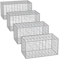 Songmics Schanskorven – 100 x 30 x 30 cm – Set van 4 – Zilver – Decoratieve Tuinkorven