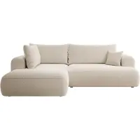 NADUVI Collection Philipa Hoekbank Links met Slaapfunctie - Bouclé - Beige