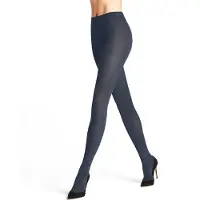 Falke Family eenkleurig katoen panty dames blauw - maat 48-50
