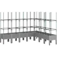 vidaXL Plantenbak met latwerk 200x160x142,5 cm polypropeen lichtgrijs