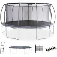 Sweeek Trampoline Ø 490cm – Jupiter inner XXL - veiligheidsnet, ladder, dekzeil, verankeringskit en opbergnet voor schoenen – 4,9m 490 cm