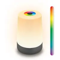 Briloner Nubsi - Oplaadbare Tafellamp - buitenlamp met RGB en warm wit licht - dimbaar - voor buiten en binnen - IP44 - draadloos - 2.8W - Ø9 x 13 cm - antraciet