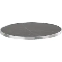 Oviala - Rond zwart marmeren tafelblad met zilveren rand 60 cm - Montmartre