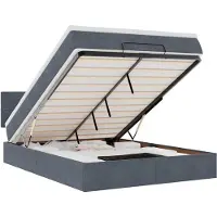 vidaXL Ottomanbed met matras en LED-verlichting, donkergrijs, 140x200 cm, fluweel