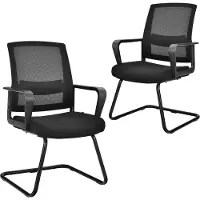 Costway Cantileverstoelen, set van 2, schommelstoelen met armleuning, vergaderstoelen, bureaustoelen, computerstoelen, belastbaar tot 136 kg, bezoekersstoelen voor kantoor, vergaderruimte, werkkamer