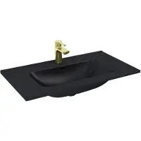 Royo Enkele Wastafel Skappa - Keramiek - Rechthoekig - Inclusief Kraan - Mat Zwart - 80cm