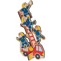 Intex Puzzel: DE BRANDWEER 30x21x0,8cm, 9-delig, hout, puzzelstukjes blijven rechtop staan, 2+