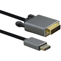 Helos Anschlusskabel, DisplayPort Stecker/DVI Stecker, PREMIUM, 1,0m, schwarz